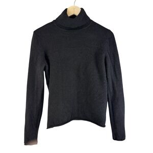 Magaschoni Cashmere Turtleneck Sweater L Black Quiet Luxury Minimalist Chic Knit